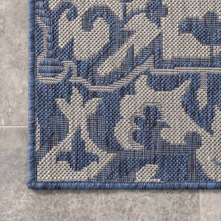 Bruck Oriental Blue Indoor / Outdoor Area Rug Three Posts Rug Size: Rectangle 5' x 8