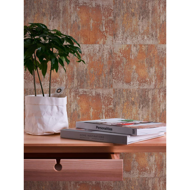 Rouleau de papier peint texturé L 21 pi, Beige / bronze / brun / cuivre / gris / taupe mét