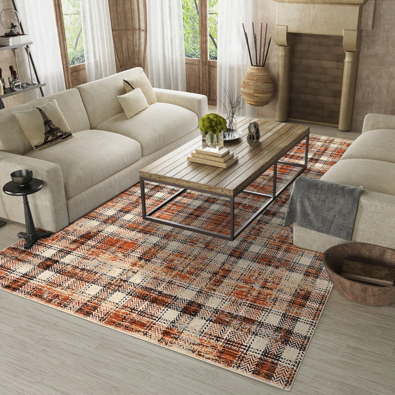 Tapis moderne lavable Buffola pour le salon Tapis neutre Tapis antidérapant, Brun, Rectangle 10 pi x 13 pi