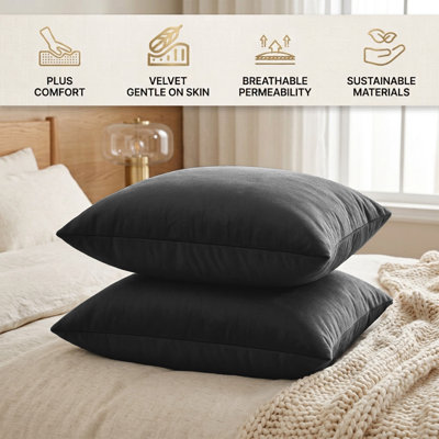 Luxurious Plain Velvet Cushion Covers (Set Of 2)