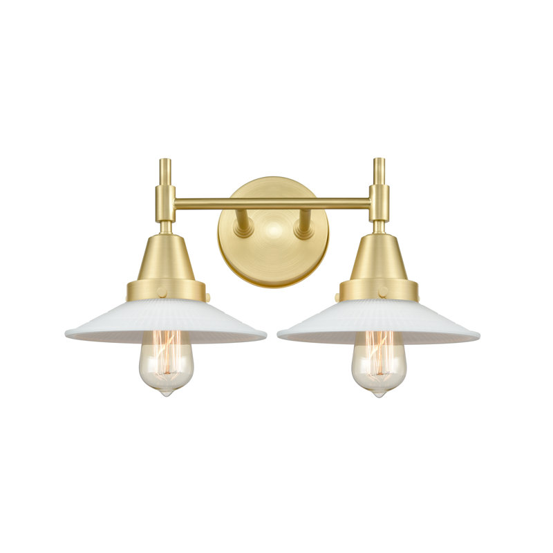 Gayle 2 - Light Dimmable Vanity Light, Matte White, Satin Brass, 60 Watt Vintage Incandescent Bulb