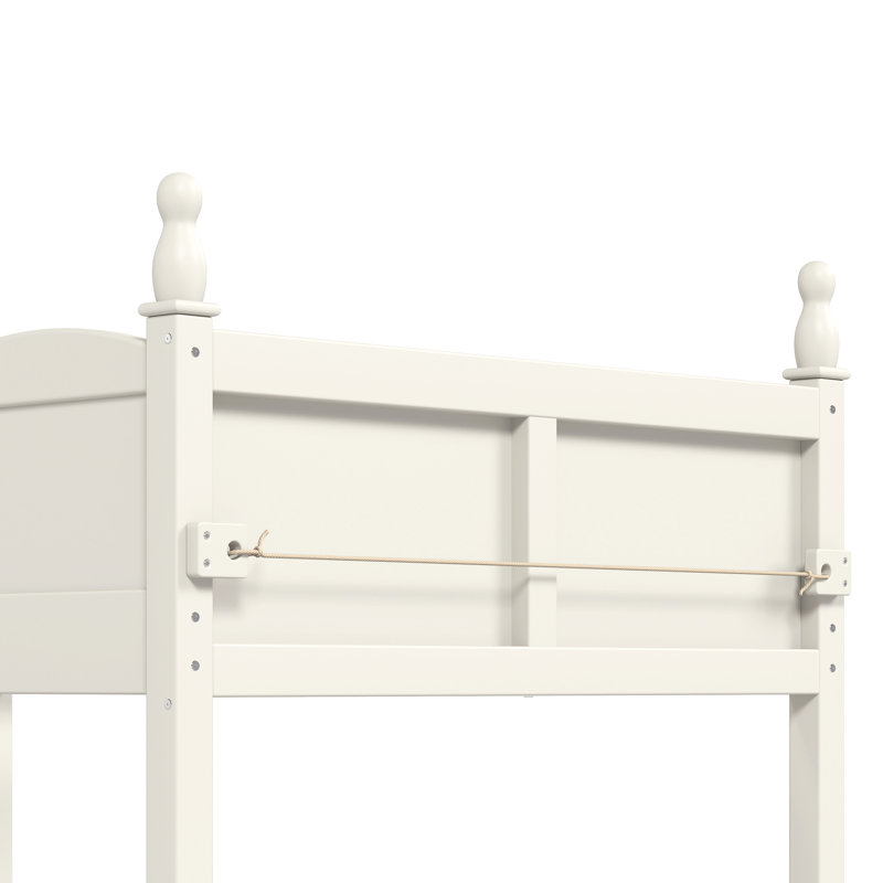 Lit mezzanine bas Safe Safe, structure en bois aggloméré simple, chambre d'enfant beige moderne