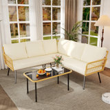 4 Pieces Outdoor Wicker Patio Conversation Bistro Set