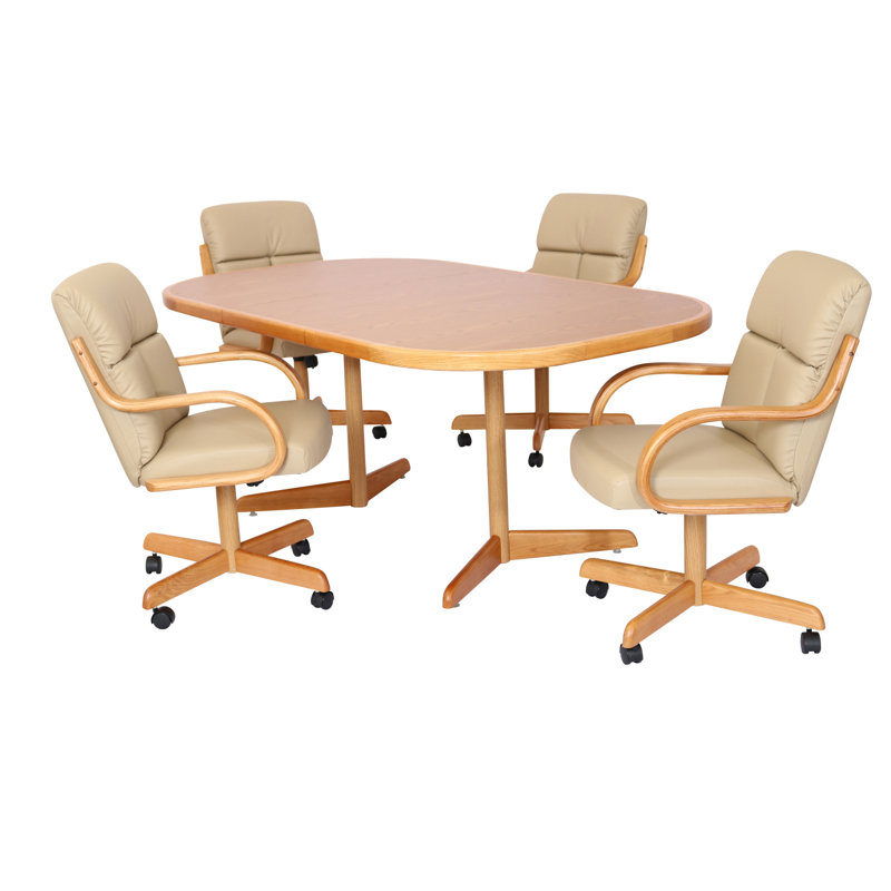Ensemble de salle à manger extensible à roulettes double piédestal 5 pièces Johnmason, H 30 po x l 42 po x L 54/72 po