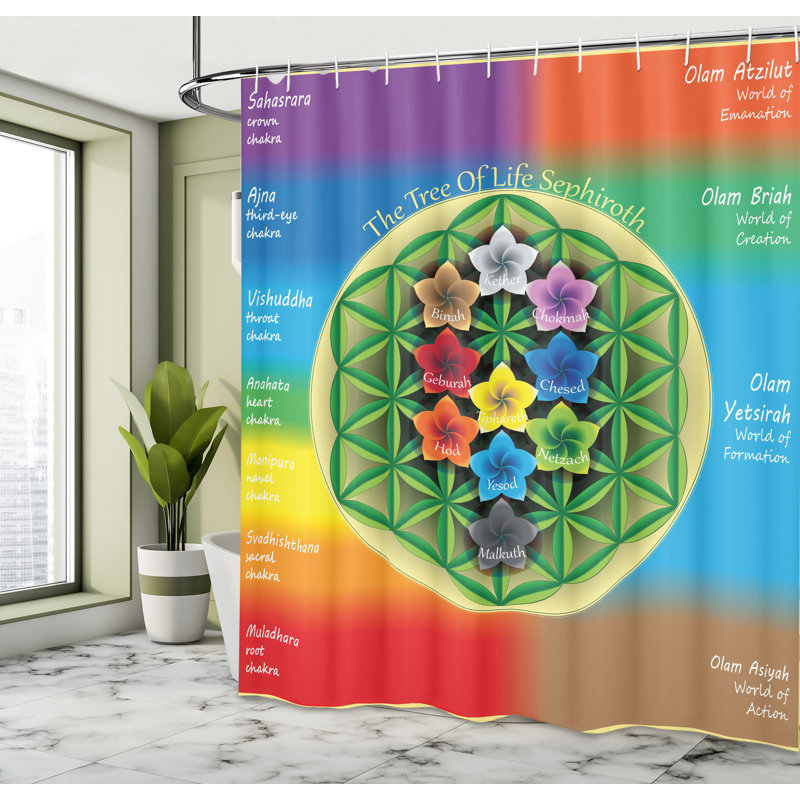 Ensemble de rideau de douche + crochets, H 69 po x l 105 po