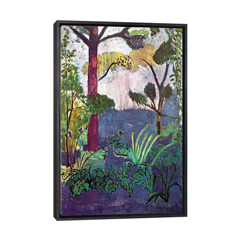 « marocain landscape (1913) » par henri matisse-print, Toile avec cadre noir patiné, H 26 po x l 18 po x 1,5 po