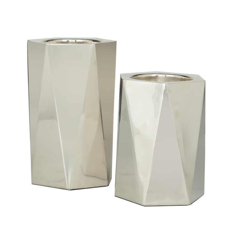 Ensemble de chandelles de table en acier inoxydable 2 pièces, Argent