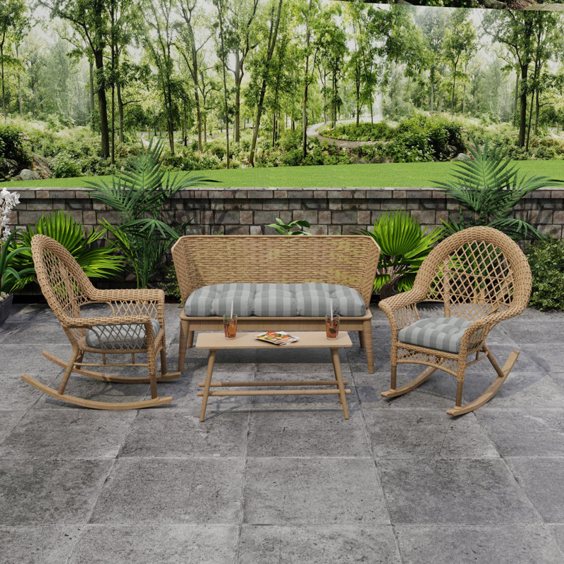 Outdoor Wicker Cushion Set for Bench and 2 Seats, Conway Smoke