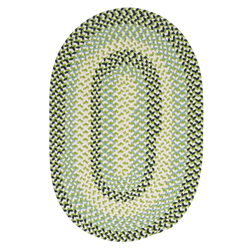 Tapis tressé vert/brun clair Carousel, Ovale 10 pi x 13 pi