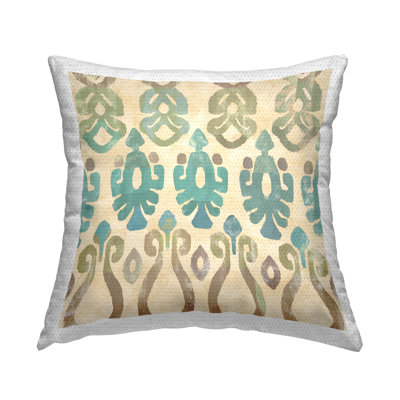 Boho Ikat Pattern Teal Accent Outdoor Printed Pillow by Flora Kouta