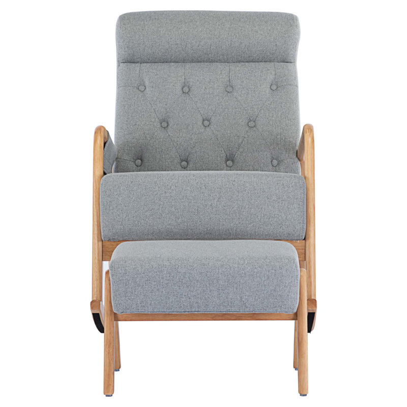 Solid +PlyWood Rocking Chair, Light Grey Polyester Fabric