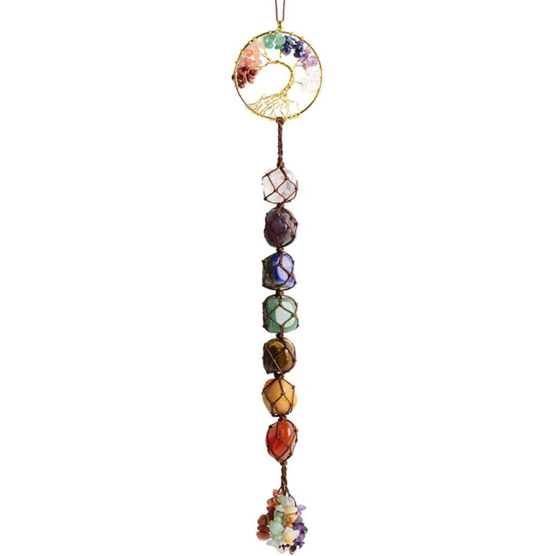 Arbre de vie, pierres de chakra, cristaux de guérison, décoration murale feng shui 7 chakra