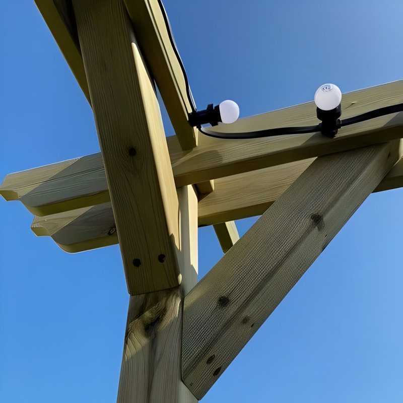 Baudoin Solid Wood Pergola, 14 ft x 6 ft, Light Green