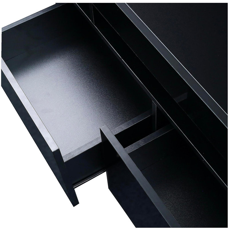 Meuble télé moderne noir, télécommande 20 lumières DEL, Noir