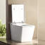 Modern Square Toilet With Embedded Tank - Remote Operated, Auto Flush, Heated Seat, Led Interface, User Customizable Options, White Hue Bathroom Smart Attached Remote-controlled, Auto-flush, Monitor,
