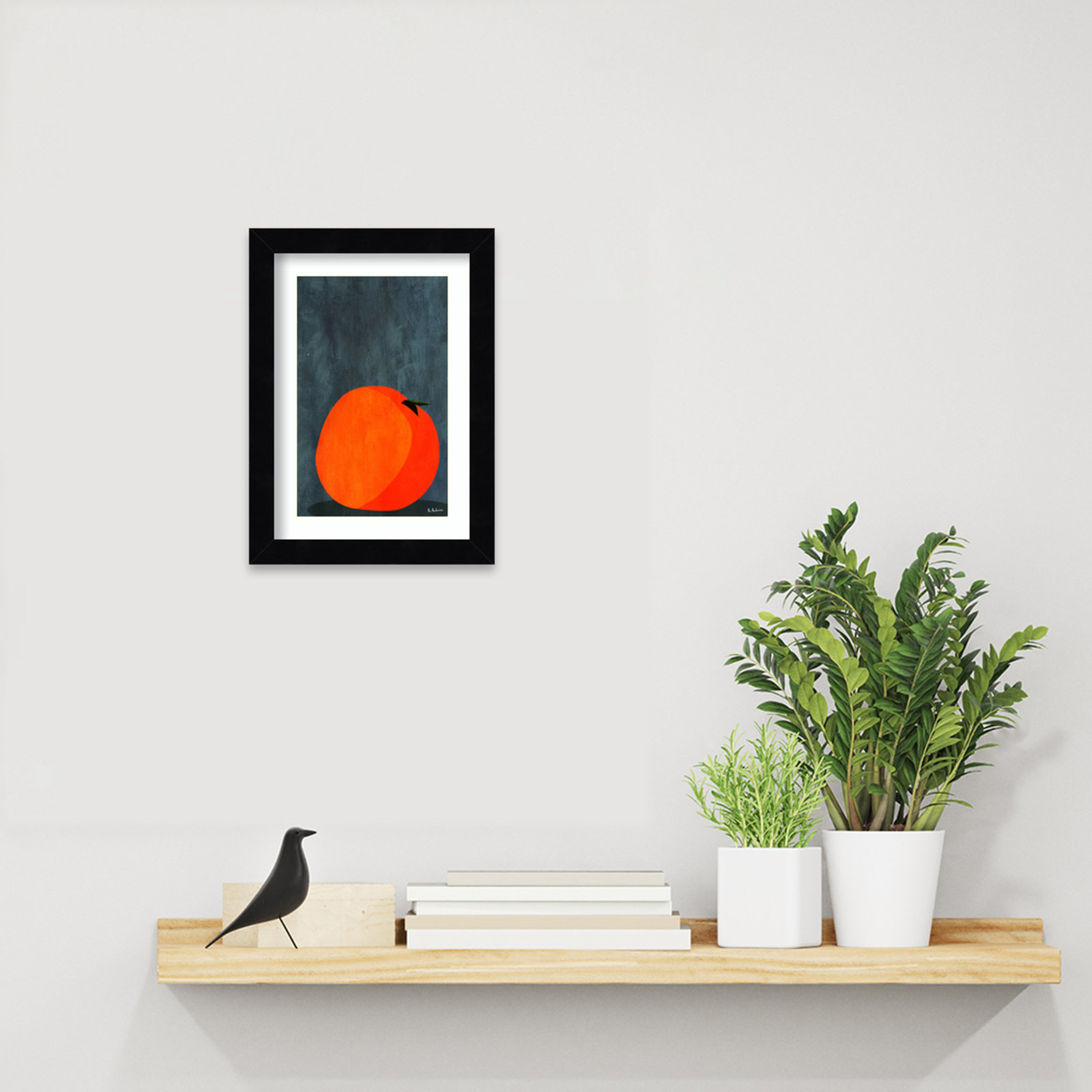 Calmly Sleeping Apple Print, Black, 11" H x 8" W