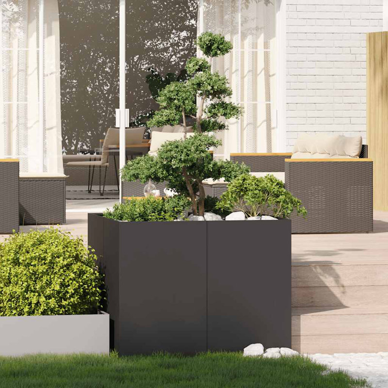 Planter 100X100Cm Steel, 80cm H x 100cm W x 100cm D, Black