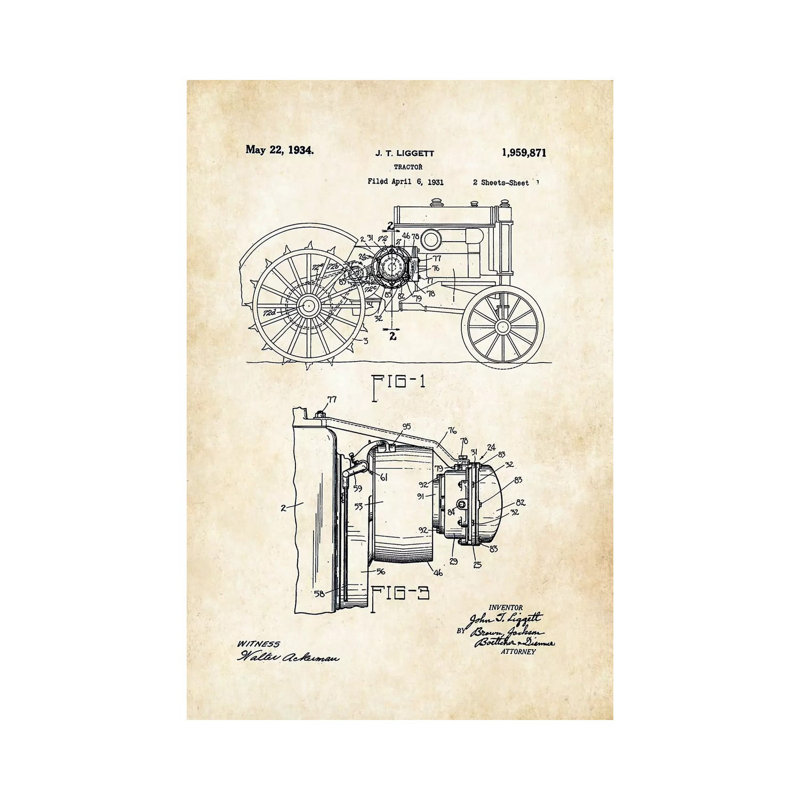 John Deere Tractor (1934) - Wrapped Canvas Print, 20.32 cm H x 30.48 cm W