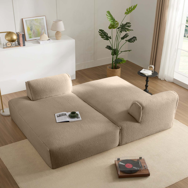 Canapé modulaire surdimensionné de 90 po Boneless, Tissu kaki
