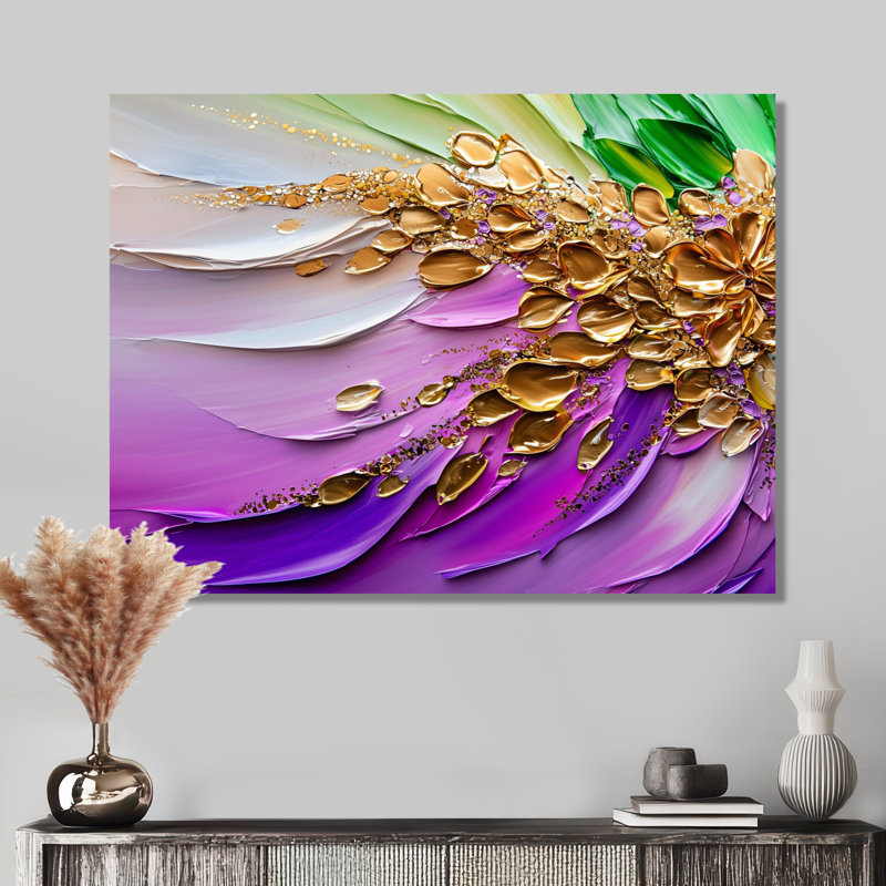 «Purple Bloom Transitional Journey I - Art moderne sur métal, reproduction d'art moderne, 30" H x 40" W x 0.84" D