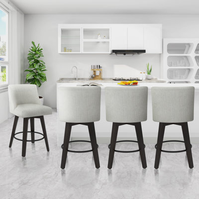 Malakeh Swivel Stool with Solid Wood Frame