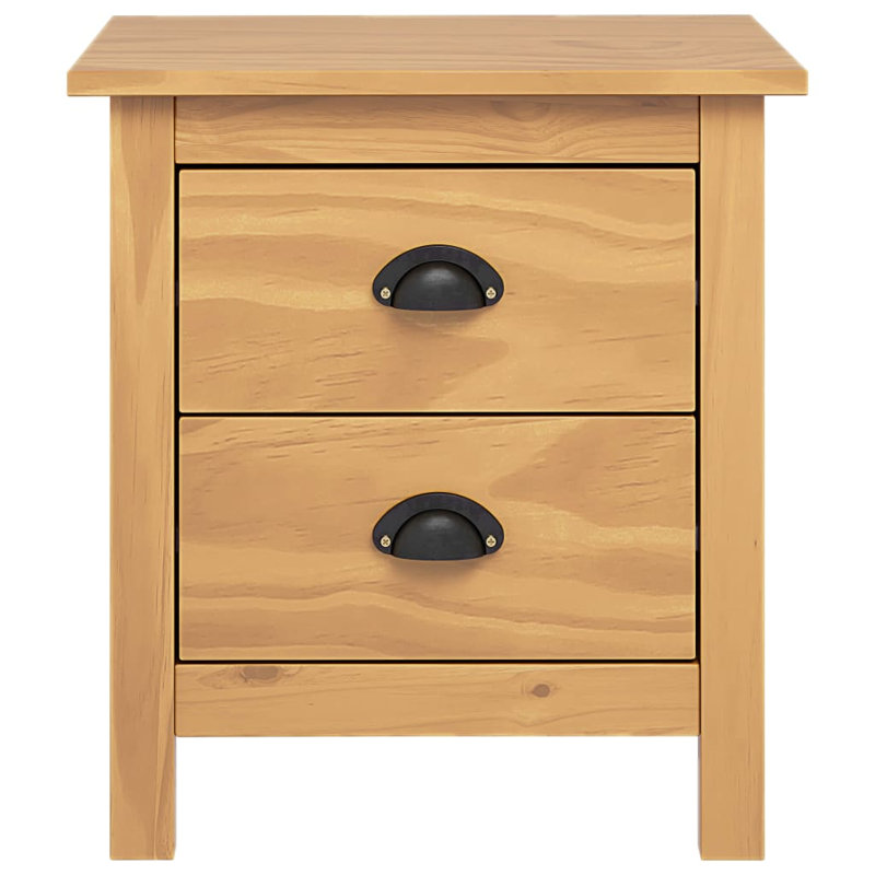 Perley Bedside Cabinet Hill 46x35x49.5 cm Solid Pine Wood, Brown, Brown, 2