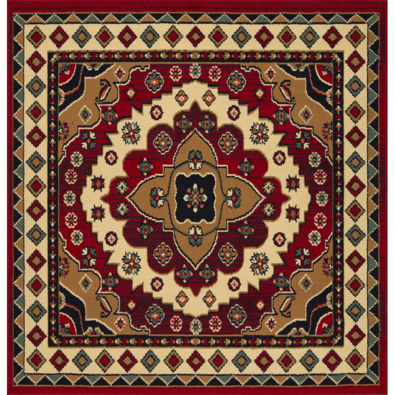 Albata 100% Polypropylene Power-Loomed Rustic Bohemian Diamond Indoor Area Rug, Square 5'