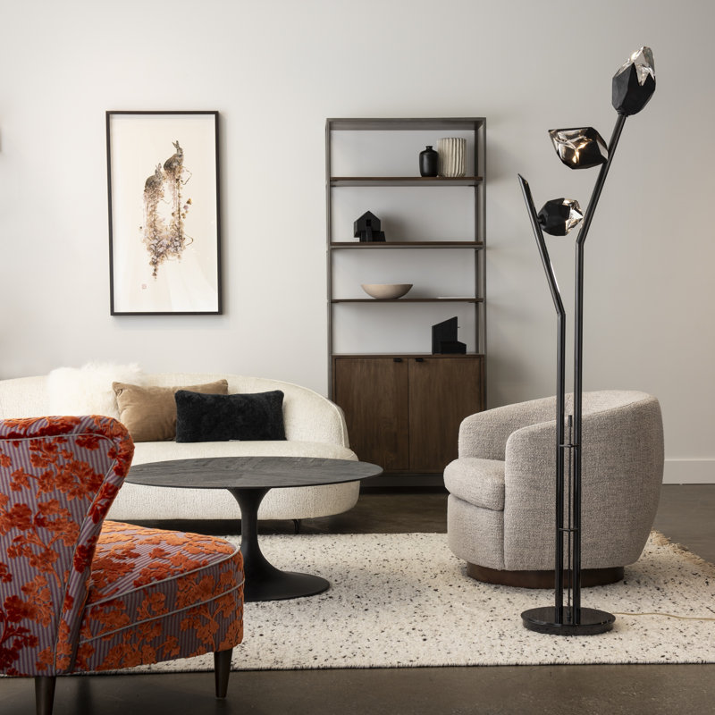 Chrysalis 74.4" Tree Floor Lamp, Bronze, White Polished Crystal