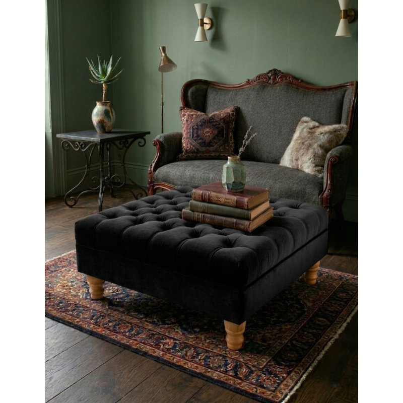 Accent Stool, Plush Velvet, Ice Silver