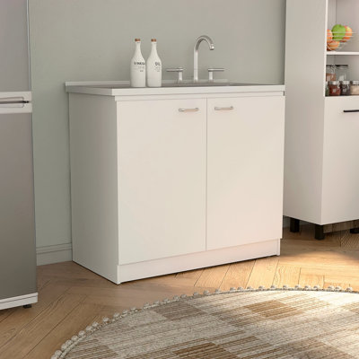 Évier utilitaire avec armoire, double porte et une tablette Napoles