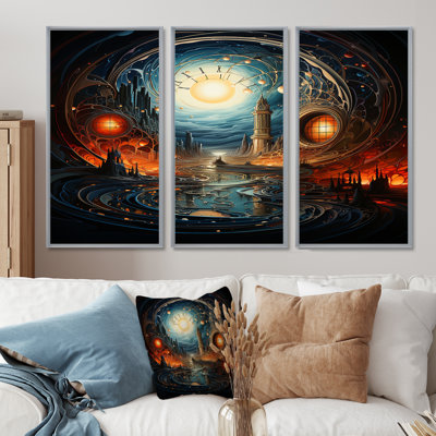 Eclipse Over Arcadia Mystic Towers - City Fantasy Wall Art Set