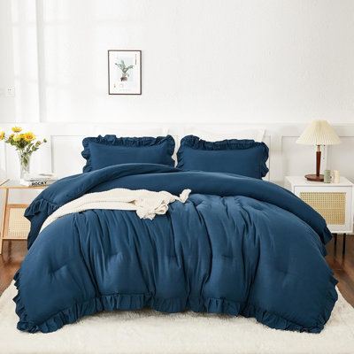 Ensemble d'édredon grand bleu marine, ensembles de literie 3 pièces Boho