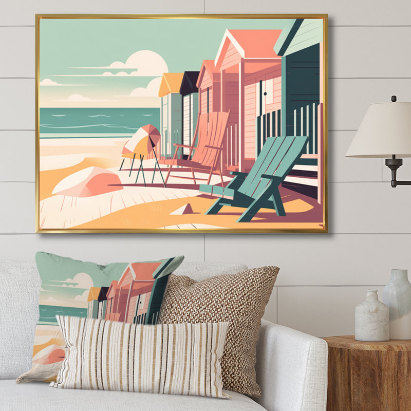 «Beachside Rest II», reproduction sur toile, 12" H x 20" W, Cadre flottant doré