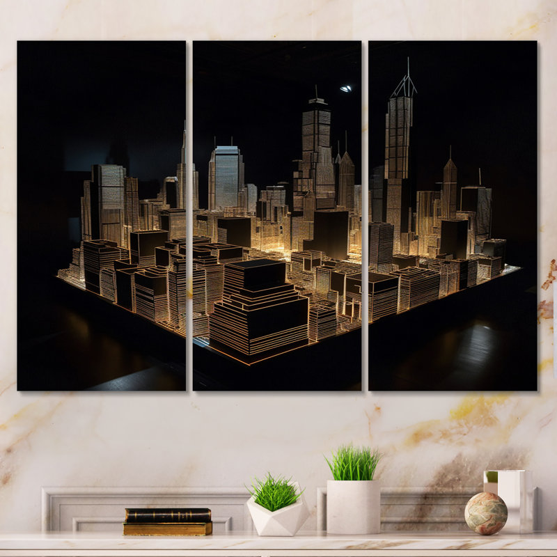 Ensemble de reproduction d'art sur toile 3D Cityscape New York, H 28 po x l 36 po x P 1 po