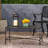 Outdoor Iron Table In Black Brush Silver Design, 36.49"W X 18"H 20.75"D, Elevates Comfort Level Powder Coated - Hue, 20.75"D 18"H, Attractive Centerpiece