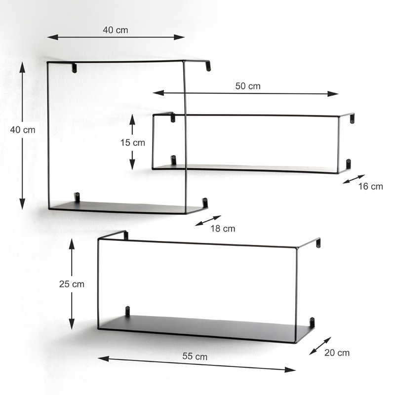Tolentino 3 Piece Metal Floating Shelf