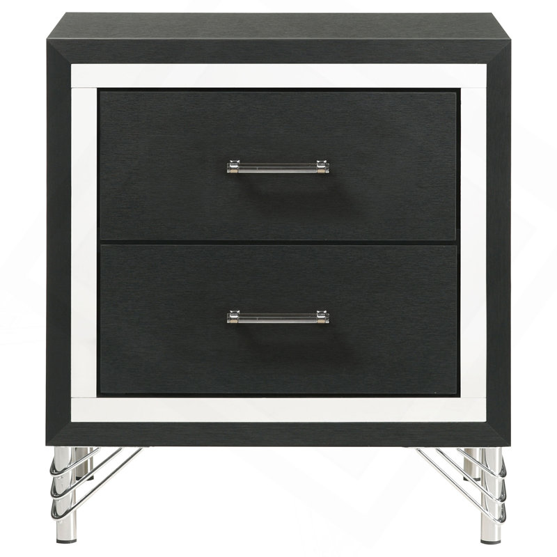 Malcolm Black 2-Drawer Nightstand Bedside Table