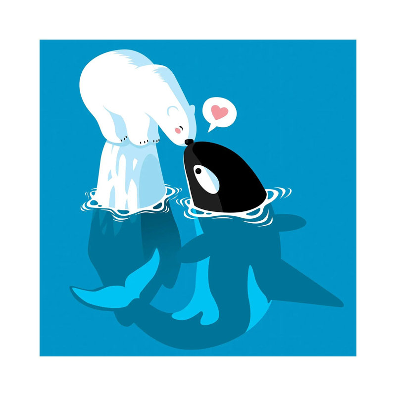 Polar And Killer Whale by Alberto Perez - Wrapped Canvas Print, 45.72cm H x 45.72cm W