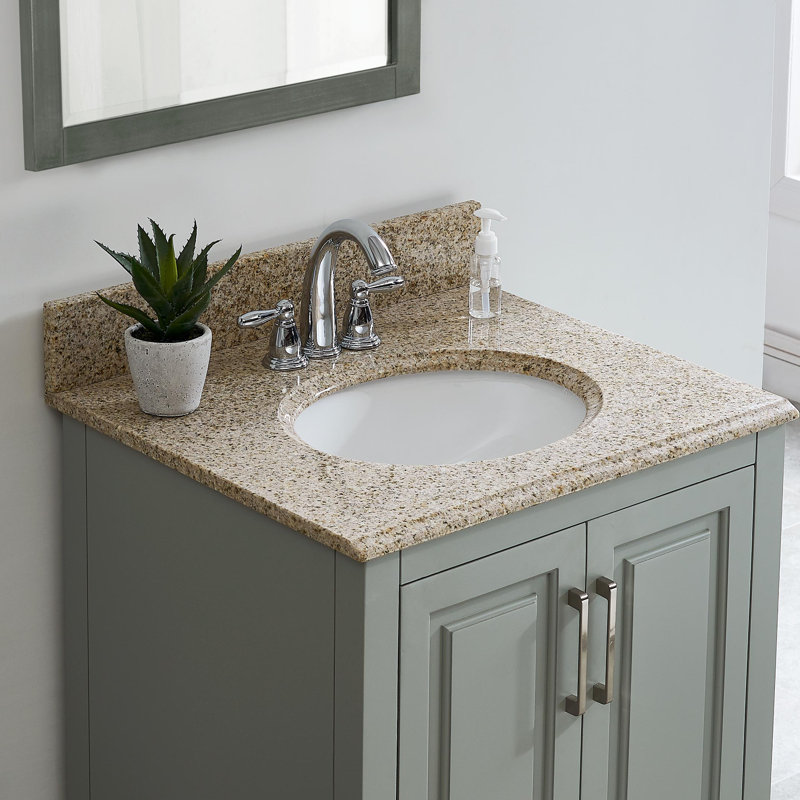 25 in. W x 19 in. D Granite Vanity Top in Beige with White Basin 25 in. W x 19 in. D Granite Vanity Top in Beige with White Basin