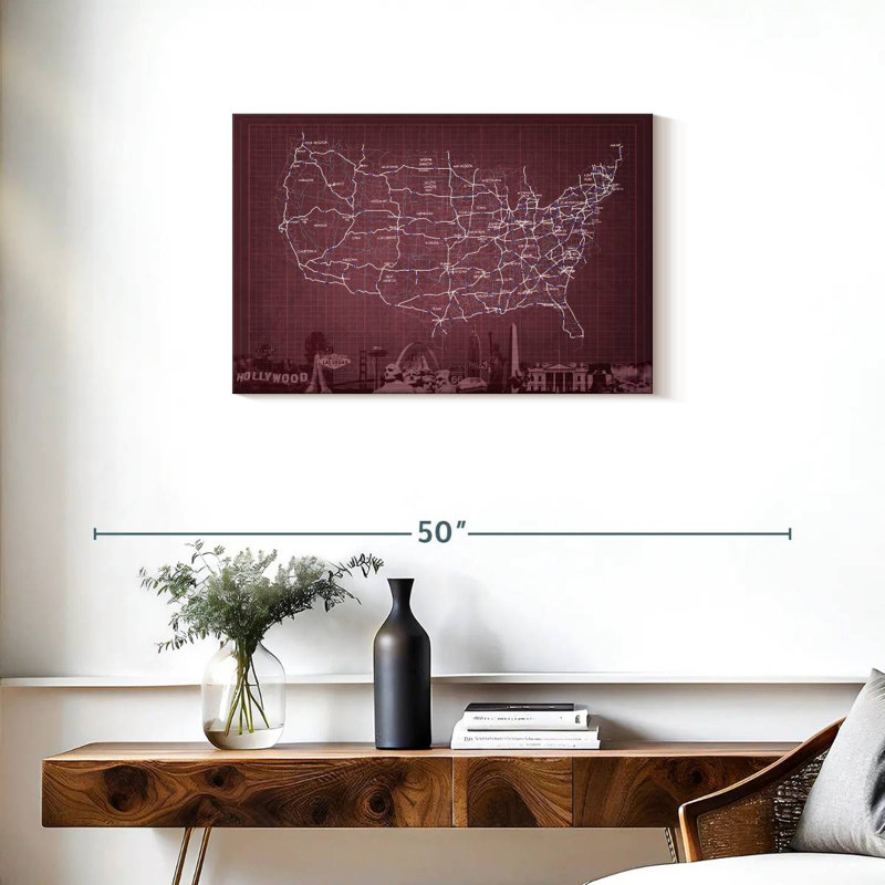 Carte des Aloon Maroon Highway, États-Unis, H 20 po x l 30 po