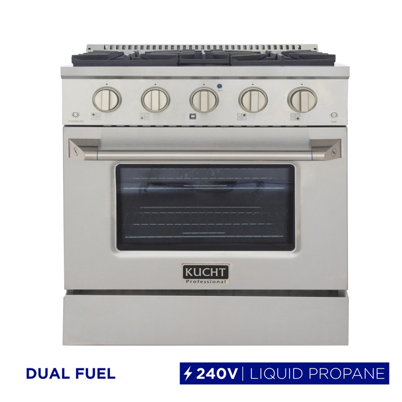 Kucht 30'' W Free Standing Range, Stainless Steel, Liquid Propane