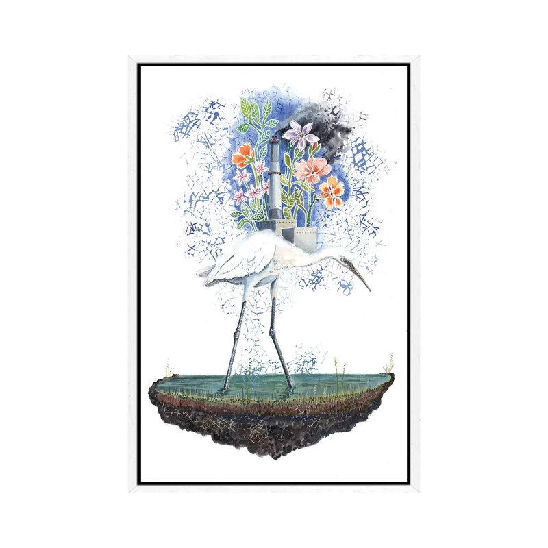 Heron Dreams 1 Piece Painting on Canvas, 101.6 cm H x 66.04 cm W, White Framed