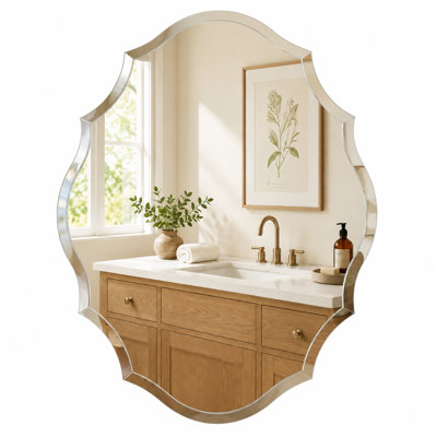 Beveled Scalloped Frameless Decorative Wall Accent Mirror