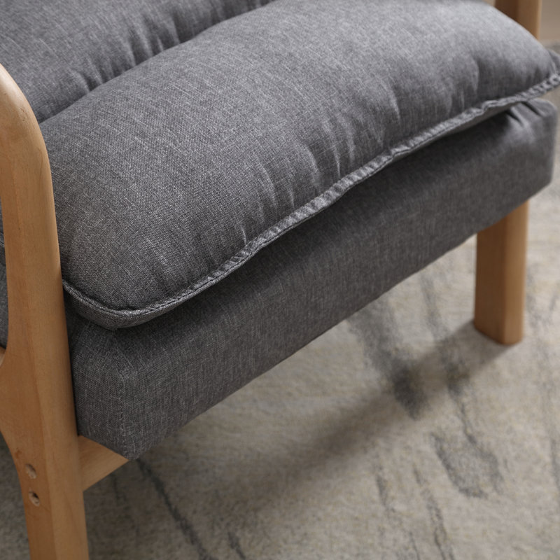 Fauteuil rembourré avec coussin lombaire Eimantas, Lin gris