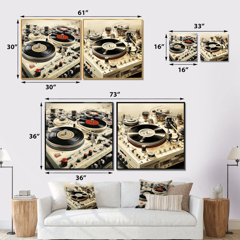Ensemble de 2 décorations murales Vintage, Cadre noir, H 16 po x l 33 po x P 1 po
