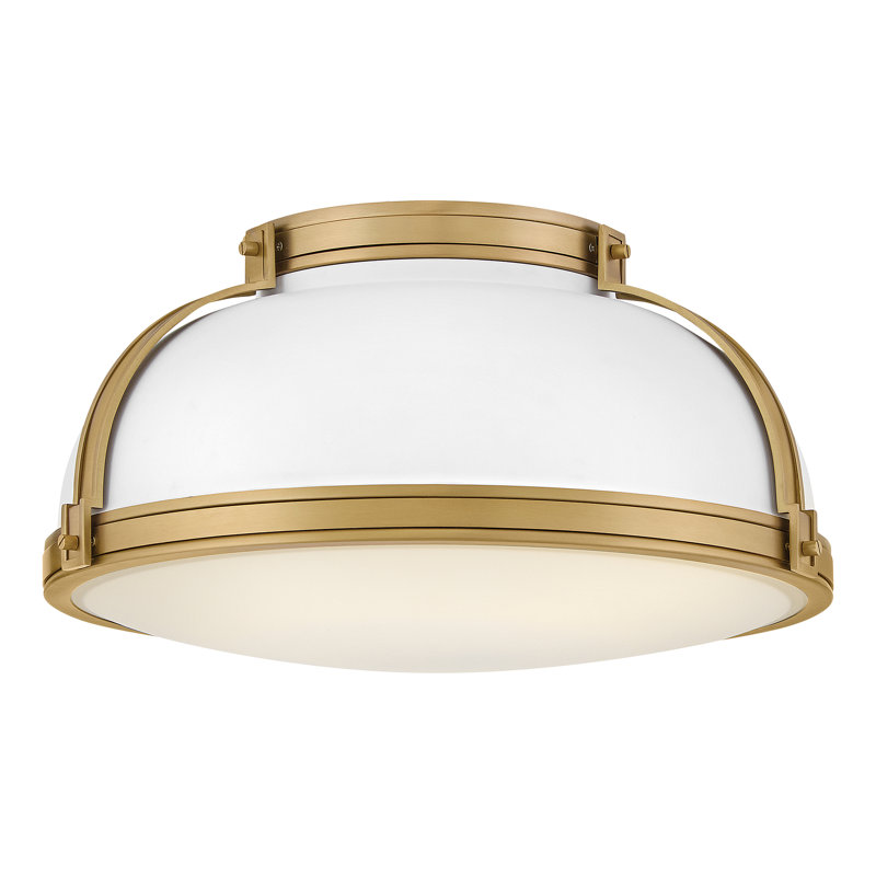 Hinkley Barton Medium Flush Mount Ceiling Light, Gold, Matte White
