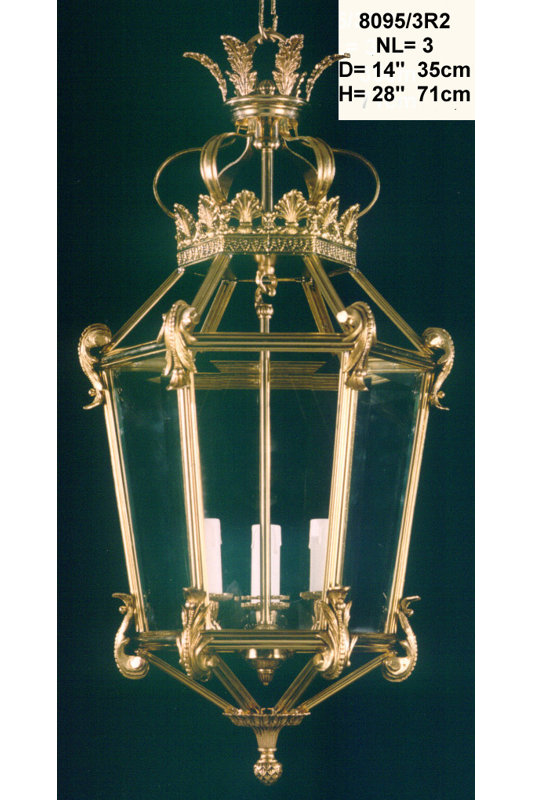 Cowie 3 - Light Lantern Pendant, French Gold