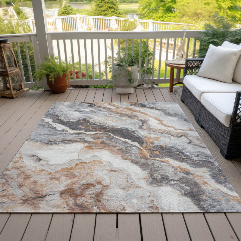 Machine Washable Indoor/Outdoor Cinead ACN1709 Silver Rug, Rectangle 2'6" x 3'10"