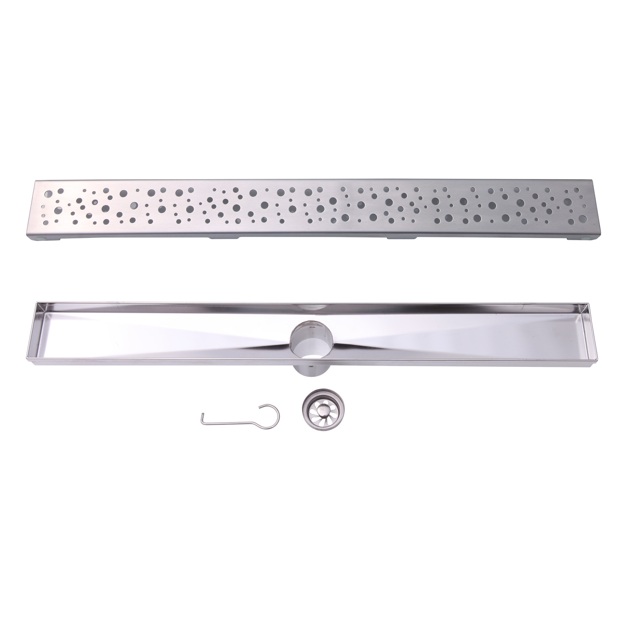 Brushed Stainless Linear Shower Drain Squares, 2.75 Wide