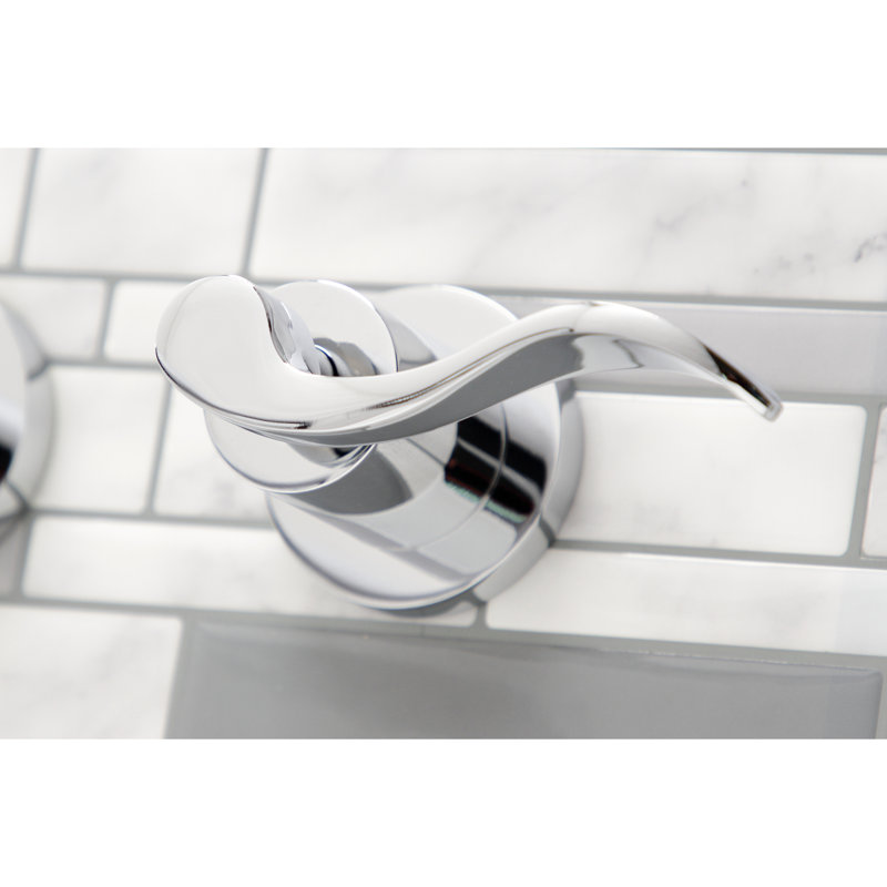Kingston Brass NuWave Two-Handle 3-Hole Wall Mount Roman Tub Faucet, Polished Chrome